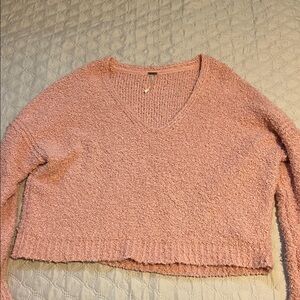 Free people Pink V-Neck Sweater